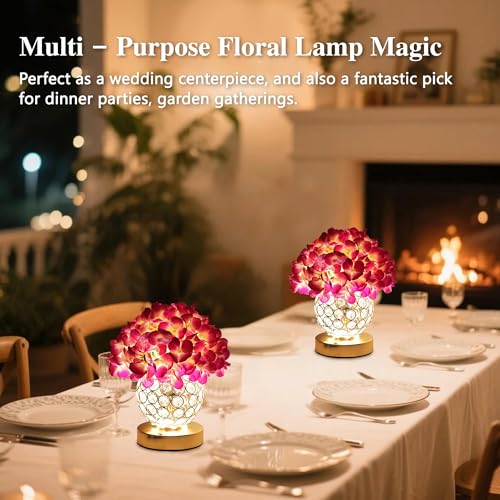 Image of Artificial Hydrangea Flower Lamp with Remote Control, Hydrangea Flower 3 Color Dimmable Night Light Gifts for Women Mom Wife Friend Birthday Christmas, Bedroom Coffee Shop Store Living Room Decor