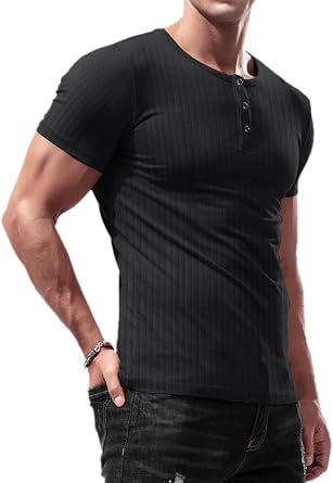 Lehmanlin Long Sleeve Shirts Henley Long Sleeve/Short Sleeve Sweaters Slim Fit Sports Muscle Shirts