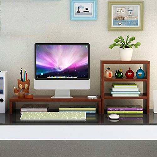 Holz Monitorständer Bildschirm Computerstand Unterstützung Base Regal Mit Lagerung Bücherregal Laptopständer Laptop Ständer Inctease Dauerhaft Tv