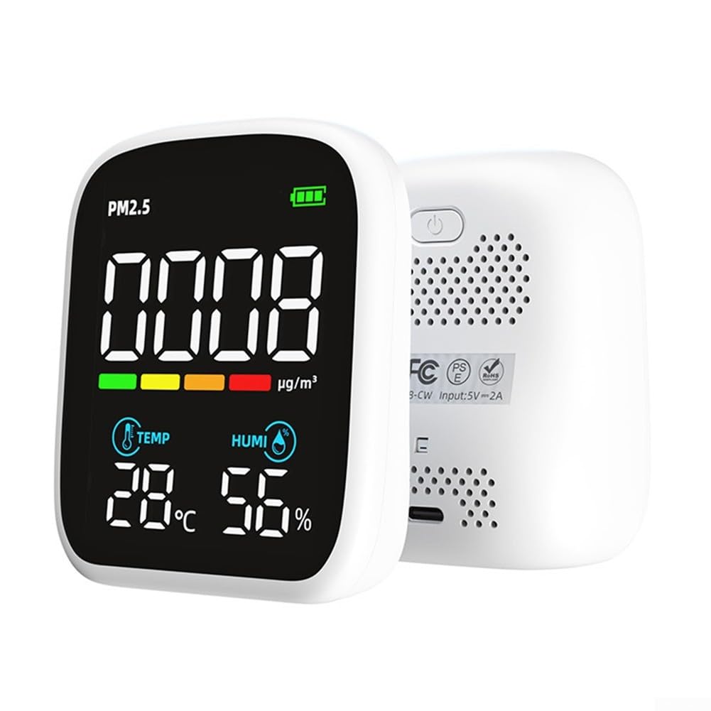 Misuratore di qualità dell'aria con controllo WiFi e app, analizzatore PM2.5 per temperatura e umidità, display digitale a LED, ricarica di tipo C (senza WiFi)