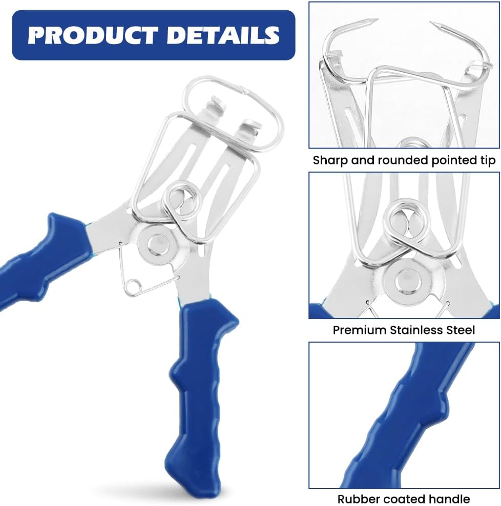 10-Piece Miter Spring Clamps, Spring Corner Clamp for Woodworking, 8 Miter Clamps with Spring-Loaded Pliers and 1 Carabiner, Woodworking Tools for Trim, Picture Frames and Crown Molding