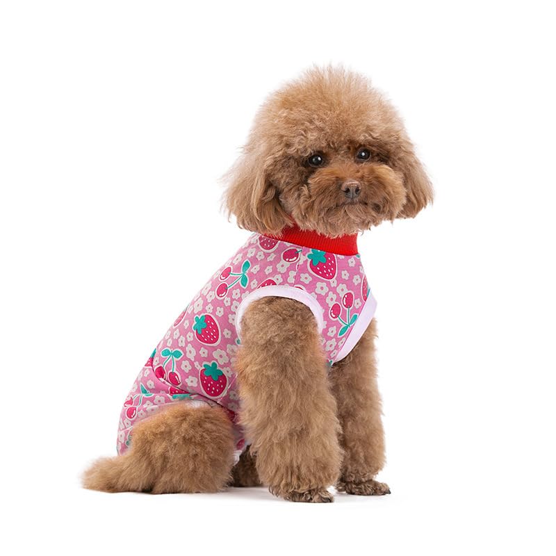 Image of BRKURLEG Small Dog Recovery Suit After Spay, Back Zipper Post Surgery Suit for Dogs & Cats, Abdominal Wound Protection, Soft Anti-Licking Puppy Surgical Onesie Pajamas, Cone Alternative, L