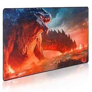 GUNMJO Dragon on fire Extended Gaming Mouse Pad, Ultra-Smooth Surface for Pixel-Precise Mouse Control, Durable Anti-Fray Stitching, Non-Slip Rubber Base, for Gamer, Office & Home, Light & Portable