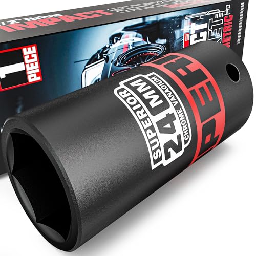 Image of 1 /2 inch Drive Impact Socket, 24 mm Deep Socket, Metric, 6 Point, CR-V, for Automotive Maintaince, Mechanical Equipment Maintaince