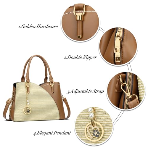 Image of KKXIU Triple Compartments Purses and Handbags for Women Fashion Ladies Satchel Shoulder Top Handle Bag