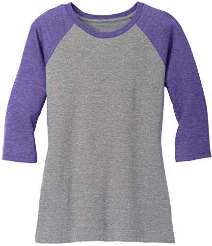 Joe's USA Ladies 3/4 Raglan Baseball T-Shirt-Purple/Grey-L