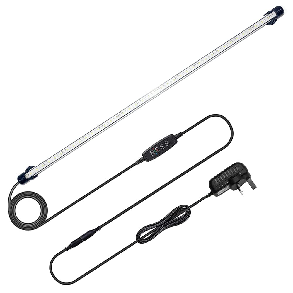 VARMHUS Iluminación LED para acuario, lámpara de acuario, color blanco y azul, cambio de color, sumergible con temporizador pequeño y simple para el amanecer y la puesta de sol (71 cm, azul + blanco)