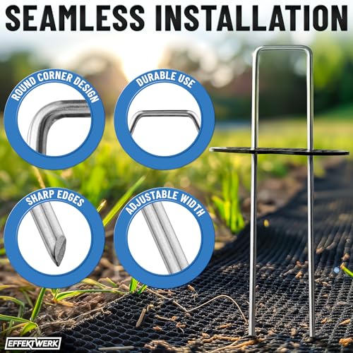 EffektWerk tuinpalen (6" / 150 mm, 50 PK), gegalvaniseerde U-vormige landschapsnietjes, stoffen pinnen voor installatie van onkruidbarrières en grasmatten - Afbeelding 4
