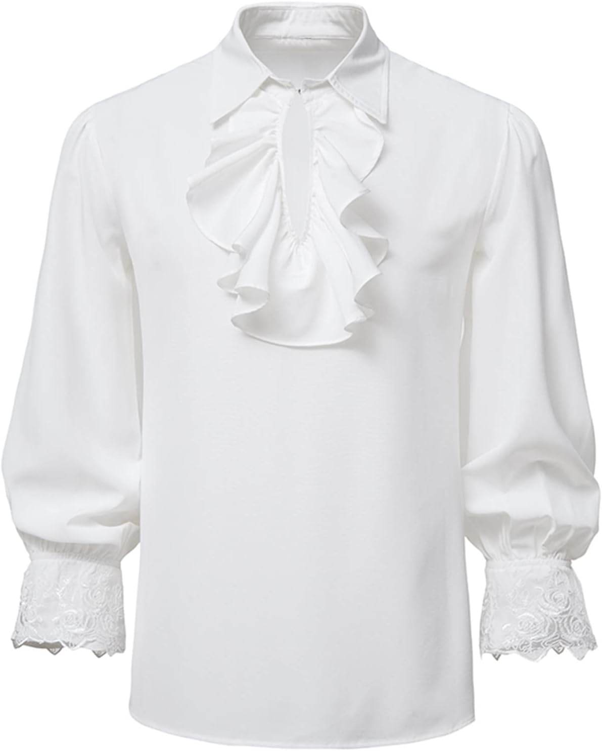 AMhomelyMens Victorian Ruffle Shirts Vintage Renaissance Tunic Shirts Poets Shirt Steampunk Formal Casual Shirts Stand Neck Dress Tops Solid Medieval Costume Pirate Shirt Tops Cosplay