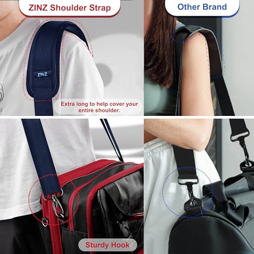 Image of ZINZ 60 inch Universal Bag Strap with Ultra-thick Fixed Breathable Pad Adjustable Heavy-duty Shoulder Strap for Laptop Crossbody Luggage Gym Camera Bag and more -D01B01