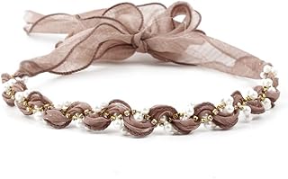 Hat Band for Straw Sun Hat, Pearls and Floral Hair Scarf Headband for Wedding