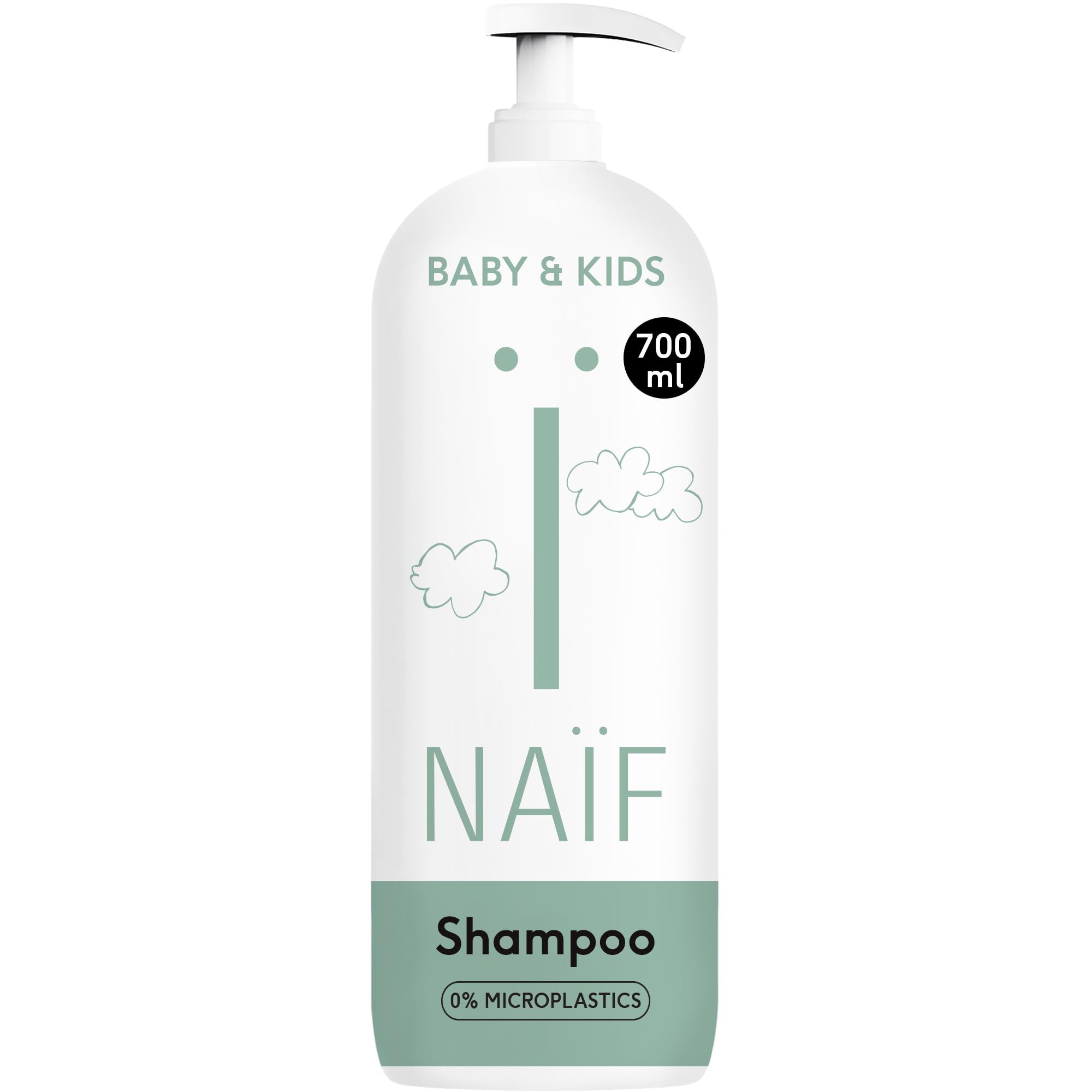 Naïf - Pflegeshampoo - für Baby und Kinder - Kindershampoo - Babyshampoo - Mit Inhaltsstoffen auf natürlicher Basis - Vegan - Ohne SLES - Ohne Mikroplastik, Silikone und Parabene - 700ml