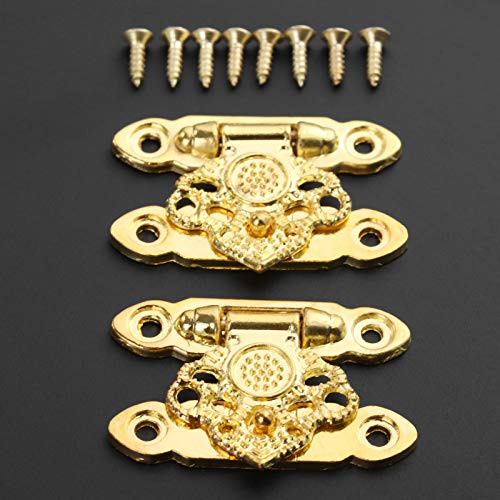 6 Pcs Box Latch Clasps With Screws, Decorative Hasp Latches For Cabinet Jewelry Wooden Box Case Buckle, Gold, 35 X 25Mm #TOP3