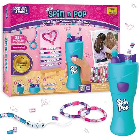 Imagimake Spin n Pop : DIY Bracelets Braids & More | Patented Electric Bracelet Maker | DIY Craft Kits for Girls Ages 8-13 | Create 25+ Accessories for Girls 10-12 | Christmas Gifts for Teenage Girls Cover