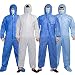 Mono de protección Houmal, bata de seguridad desechable para laboratorio, mono de aislamiento con capucha, protección unisex Azul oscuro 1 XXL