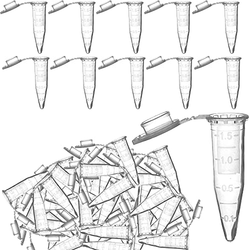 Voarge 100 Stück Reaktionsgefäße Stoffkapseln 1,5ml Transparent Zentrifugenröhrchen, Globulibehälter mit Doppelverschluss, Micro-Tubes aus Polypropylen, Globuli-Caps mit Deckel