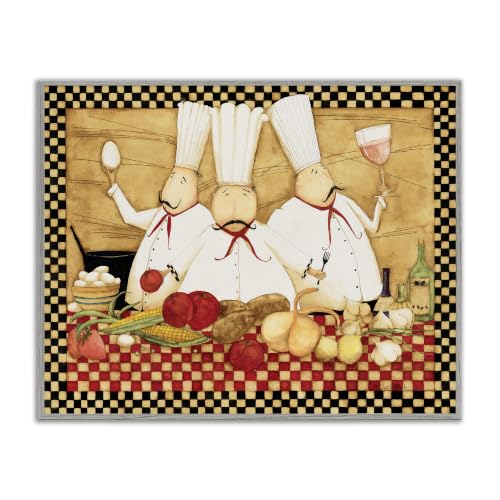 Vintage Chefs Checkered Kitchen, 16 x 20 Inch Framed Giclée Print