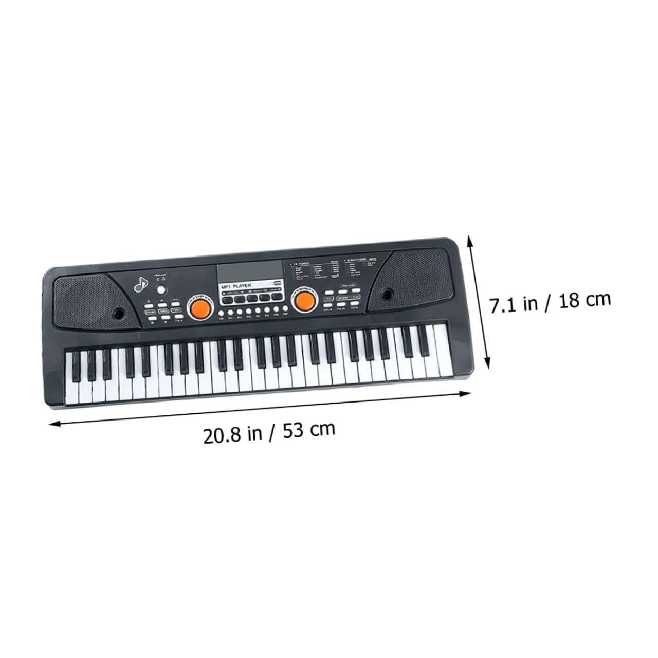 Piano Electrónico Infantil de 49 Teclas de Plástico Negro | Micrófono, 1 Juego, Superficie Lisa y Tacto Cómodo, Juguete Musical para Aprendizaje Temprano
