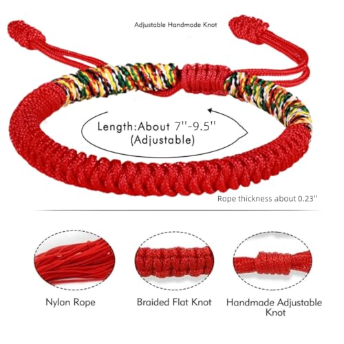 Handmade Braided Red Bracelet For Men Women Tibetan Lucky Amulet Knot Bracelet Woven Thread String For Friend and Couple Peace and Protection2