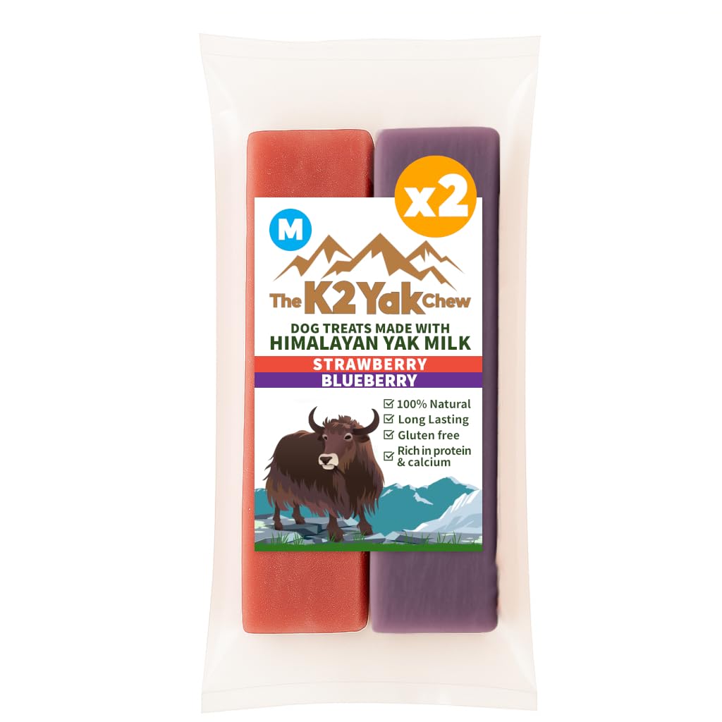 K2 Yak Chew Fruit Duo Medium, Himalayan Yak Milk Dog Chews, 2 Pack