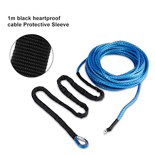 Winch Rope 1/4''x50' Synthetic Winch Cable Blue Winch Rope 7500+ LBs with Sheath for atvs Winches ATV UTV SUV Truck Boat Ramsey Nylon Winch Rope Extension