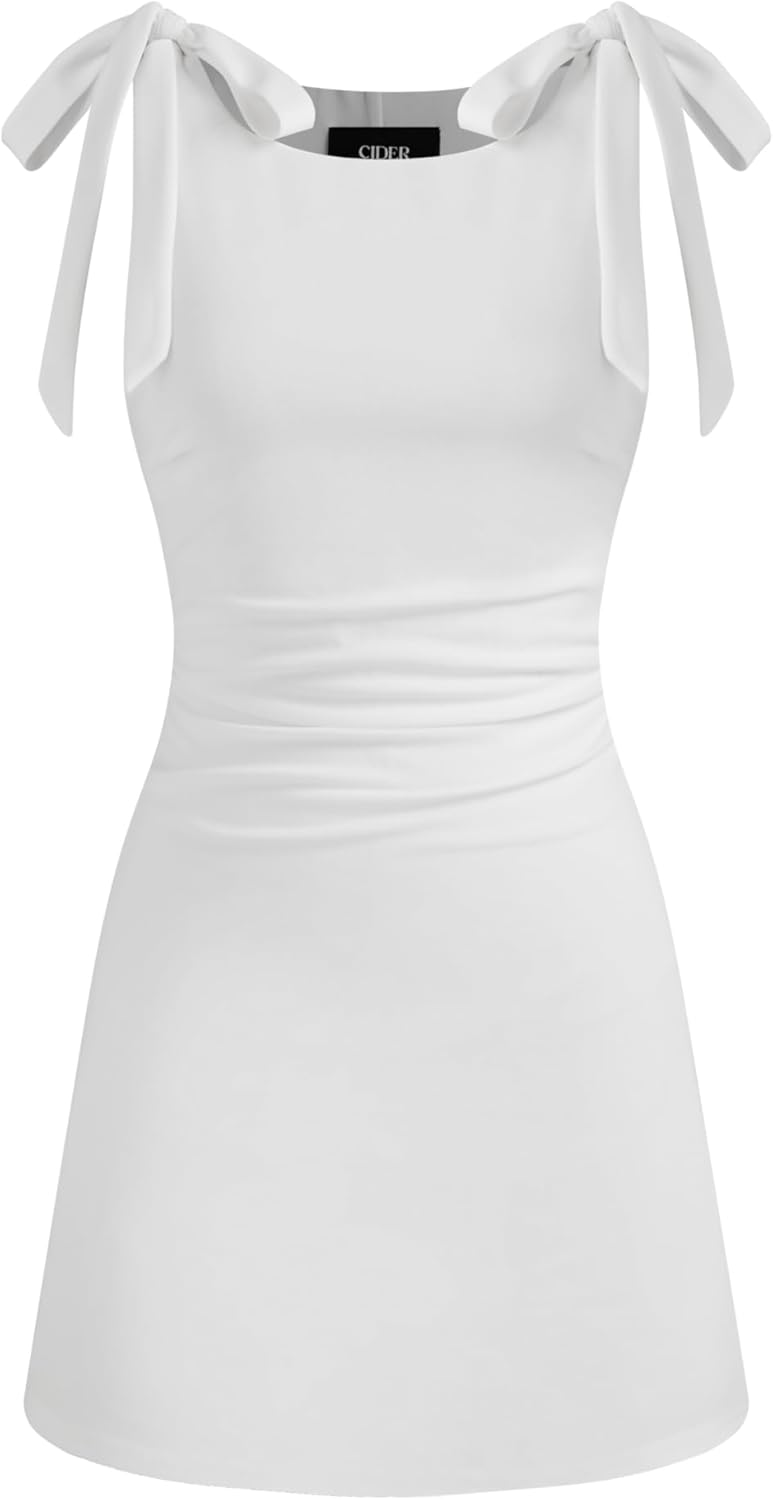 CIDER Mini Dress Bodycon Sexy Square Neck Bowknot Sleeveless High Waist Party Cocktail Elegant Dresses for Women