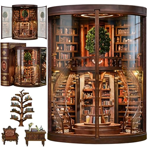 DolphinIsle Book Nook Kit for Adults Booknook DIY Miniature Library Decor Fantasy 3D Puzzle