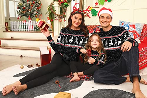Cowasto Mens Crewneck Christmas Sweater Family Matching Sets Knitted Sweater Pullover3