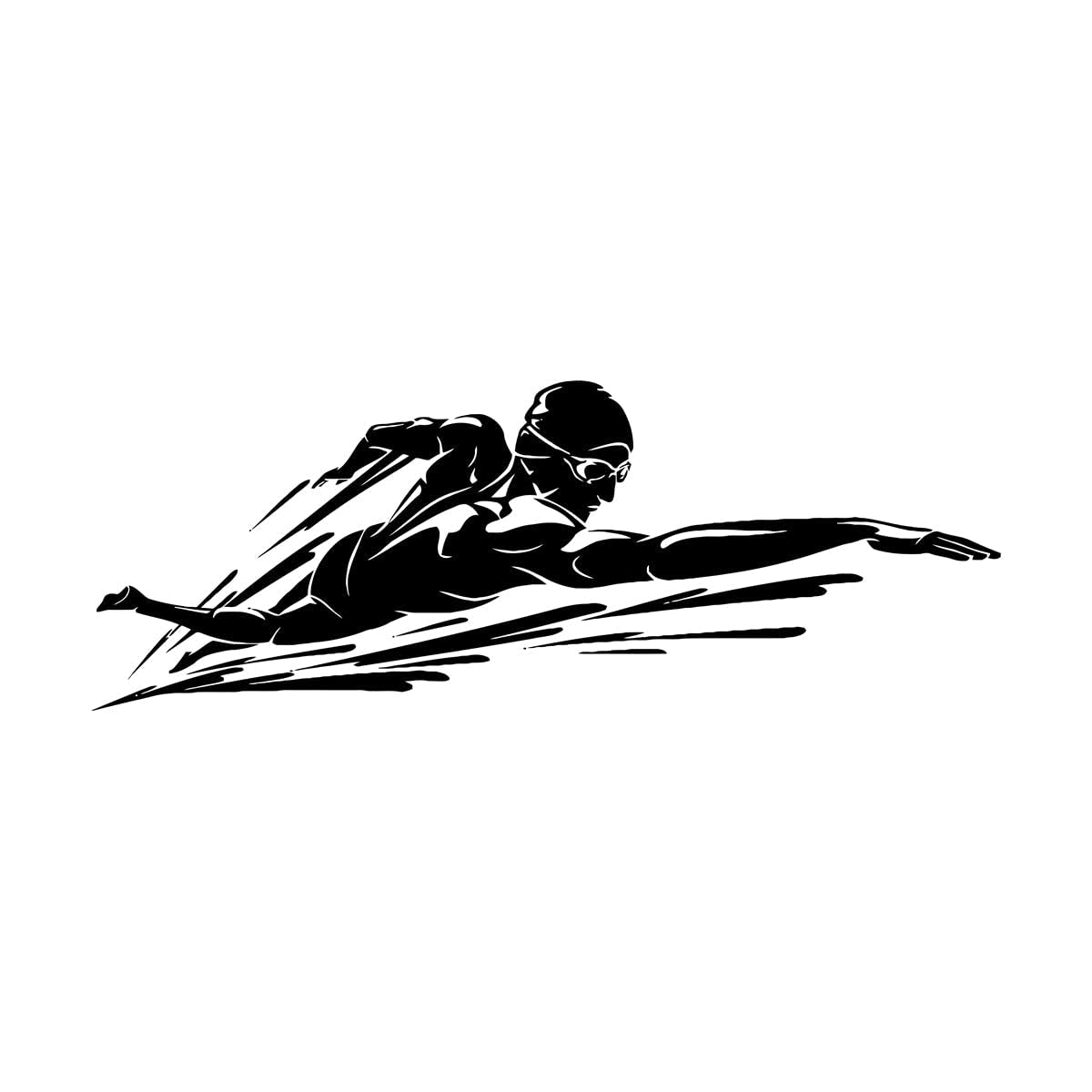 Lzhouting Wall Stickers 1346 Swimmer Vinyl Wall Decal Bathroom Ornament Swimming Pool Water Sports Waterproof Wall Stickers School Nasium Art Decor Large - 42X114cm