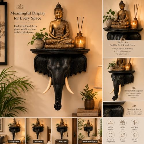 LEKUVIA Elephant Head Wall Sculpture Shelf, 1 Pack Brown - Image 5