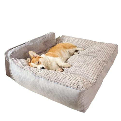 Movni 四季通用超厚実大型犬用ドッグベッド 寝具 春秋冬春夏兼用 24cm柔らかエッジサポート 深い睡眠を楽しむ 焦糖?/優雅グレー/ミルクベージュ M-2XL (犬用ベッド エレガントグレー M 52*38*21cm)