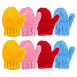 BATHVEVE 8個 ミニ編み手袋 人形用ドールアクセサリー 展開 大赤 黄 ピンク 青 ユニバーサルフィット 手芸用品 ドールハウス衣装着せ替え用