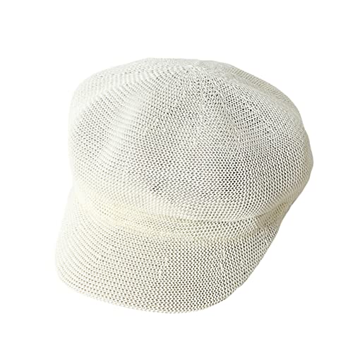 Newsboy Hats For Women Summer Breathable Mesh Straw Beret Adjustable Artist Painter Octagonal Caps Visor Beach Hat White #TOP9