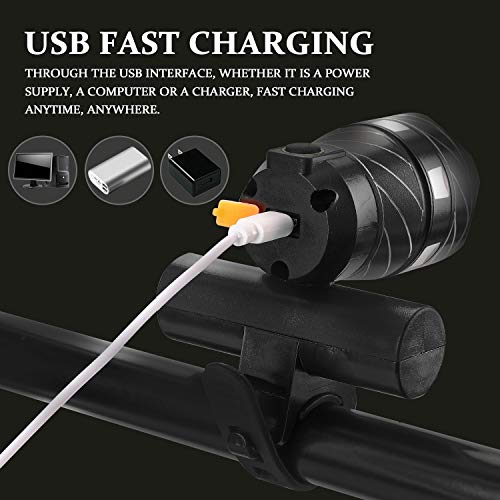 Lâmpada LED USB recarregável ao ar livre Zoomable T6 bicicleta lâmpada frontal tocha farol