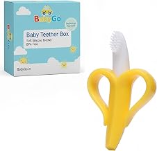 BabyGo Banana Shaped Baby Teether & Infant Toothbrush | BPA-Free Soft Gum Massager, Early Learning Oral Care Toy, Ergonomic Grip Chew Soother & Infant Oral Comfort Teething Toy (Yellow)