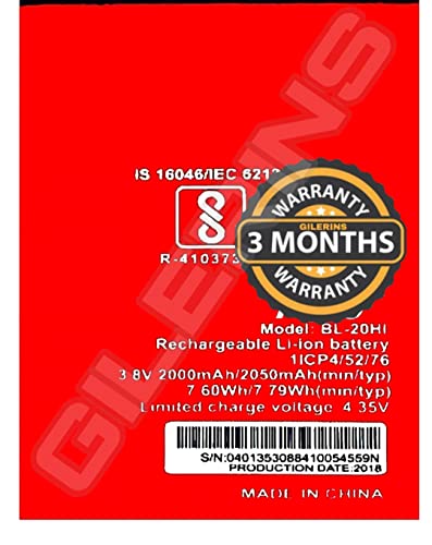 Image of THE BATTERY STORE Orignal Battery for itel-A23 BL-20Hi 2050 mah Battery with 3 Month Warranty and High Capacity Battery Backup Carefully Check Your Phone Model and Purchase (for 20HI)