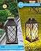 SHYMERY Solar Lantern,Outdoor Garden Hanging Lanterns,2 Pack 14 Inch Lasts 3X Longer 10 lumens Waterproof LED Flickering Flameless Candle Mission Lights for Table,Outdoor,Party Decorative