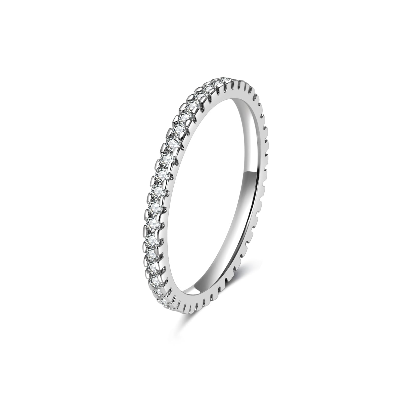 Silver Rings For Women, 18k White Gold Plating And Featuring Round Cubic Zirconia (Cz) Stones, These Stackable Rings Make Exquisite Thoughtful Gifts Special Occasions Such As Birthdays And Weddings