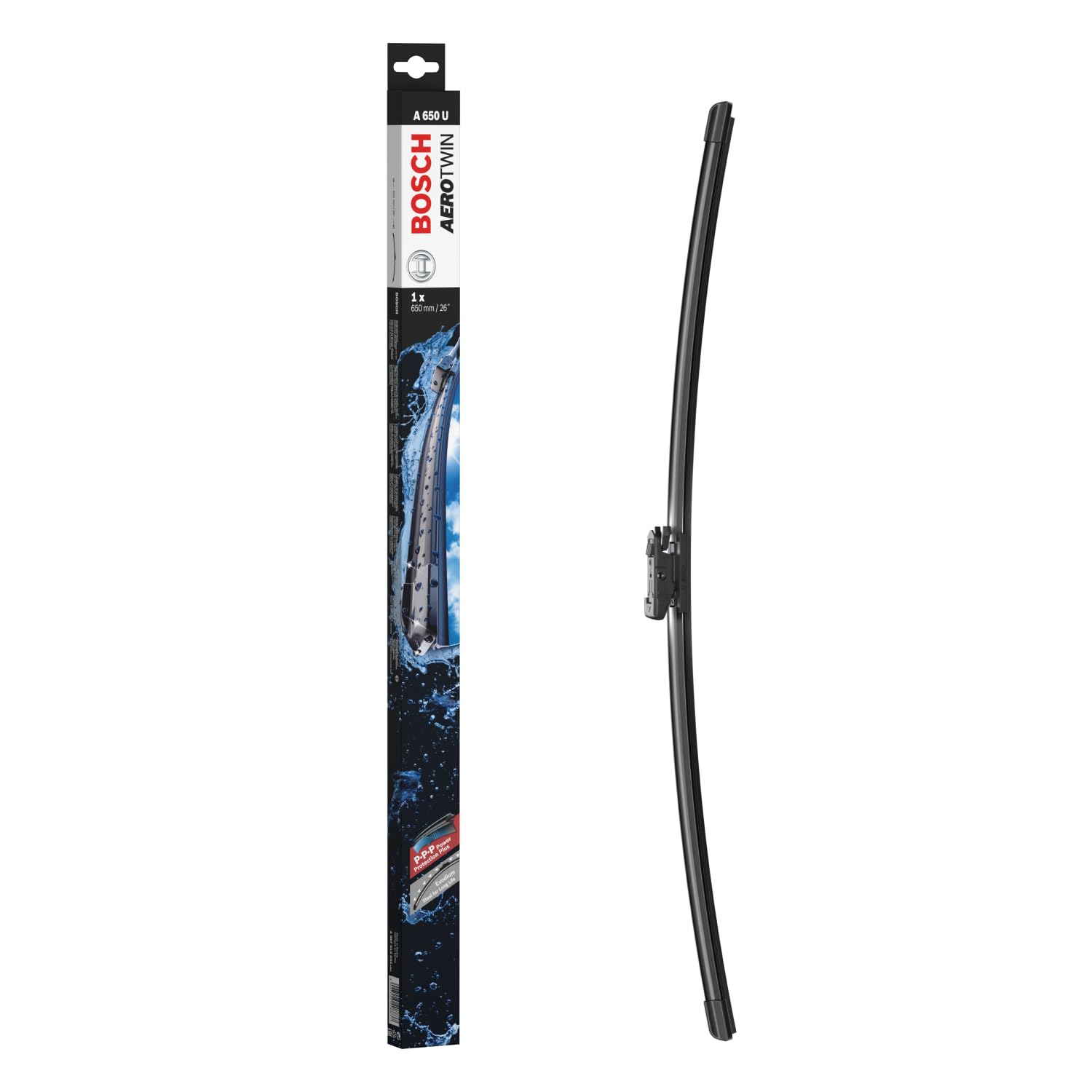 Bosch Aerotwin A 650 U - Front Windscreen Wipers - 1 Replacement Blade - Comes with Pre-assembled Adapter - 1 Single Blade, 650mm