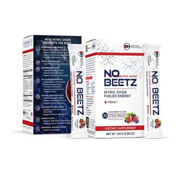 Suplemento energético N.O. Beetz con óxido nítrico, potenciador de la hidratación y la producción de energía celular, mezcla de vitaminas y minerales (30 raciones)