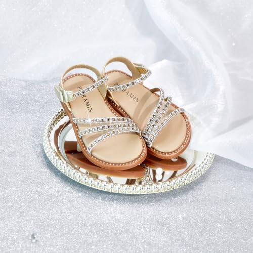 Image of PHIRAMIN Toddler Girl Sandals - Flower Girl Dress Shoes Open Toe Little Kid Flats