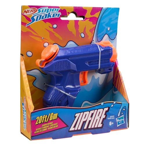 Image of Nerf Super Soaker ZipFire Water Blaster - Blue | 97ml Water Tank | Water Blast Range - 20 feet | Pichkari for Outdoor Water Games | Branded Toy Pichkari for Holi Festival | for Kids 6+