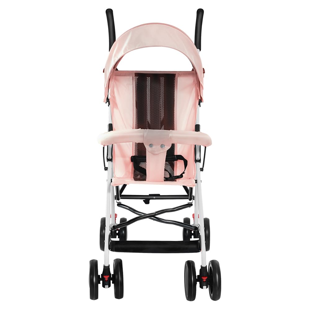 Kinderwagen, leicht und kompakt, von 0 Monaten bis 4 Jahren, maximale Tragfähigkeit von 25 kg, zusammenklappbarer Kinderwagen, neigbare Rückenlehne, automatische Faltung in 1 Schritt, Canopy-D-Rosa