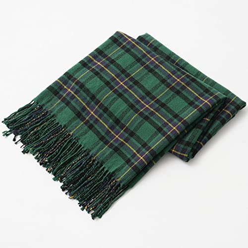 Buffalo Plaid Throw Blanket For Couch Farmhouse Check Style - Soft Cozy Lightweight With Tassels For Bed Sofa Living Room Home Office Outdoor - 50 X 60 Inches - Forest Green #TOP2