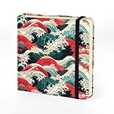 Mifuner Small Square 4.8x4.8 80gsm Mini Notebooks Blank Pages Sketchbooks Travel Journal Pocket Hardcover Paint Writing Notebook Blank Diary Memo Planner Sketchbook Fabric Cover, Sea Wave