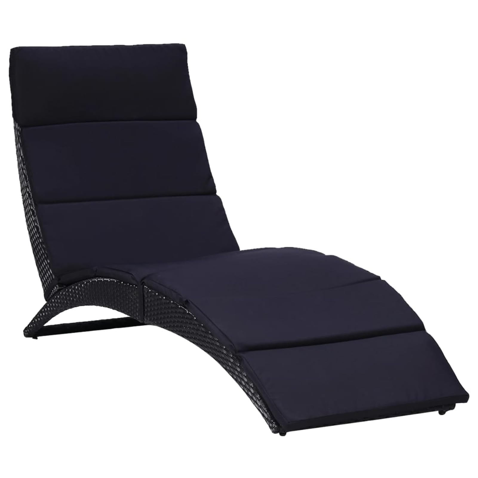 Homgoday Sonnenliege mit Auflage Poly Rattan Schwarz Gartenliege Liegestuhl Balkonliege Strandliege Relaxliege Terrassenliege für Balkon Garten Terrasse#2