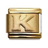 Dolceoro Initial L Letter Alphabet, 9mm Type Italian Modular Charm Bracelet Link - Stainless Steel