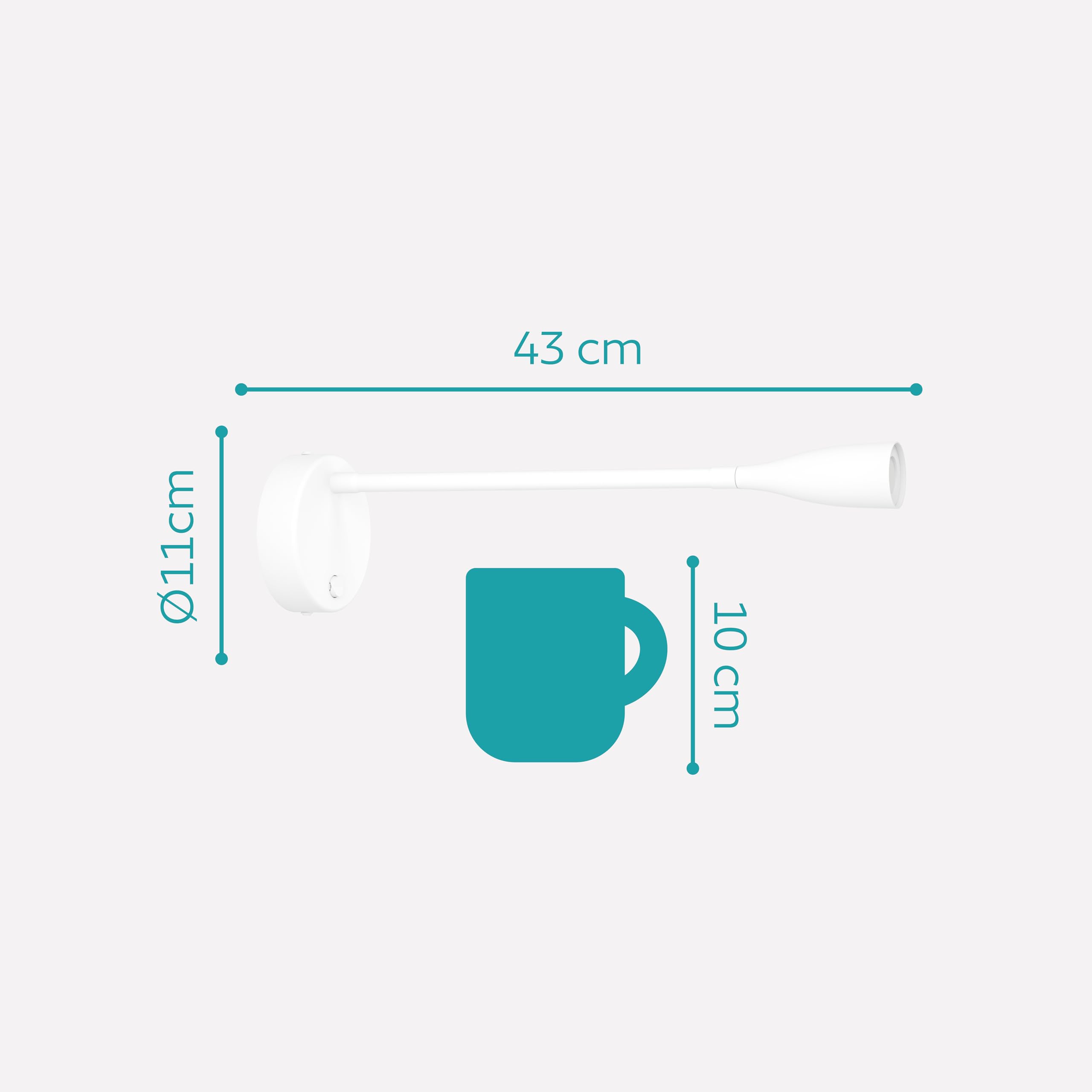 Eglo Lampada da parete a LED Olivandino, a collo di cigno, luce da lettura a muro, per camera da letto, con interruttore, in metallo e plastica bianca, colore luce: bianco caldo