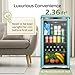 Anypro 4.9 Cu.Ft Beverage Refrigerator Cooler with Double Tempered Glass Door, 120 Can Wine Drink Beer Retro Small Mini Fridge for Office Bedroom Bar with 7 Temperatures, Adjustable Shelves, Blue