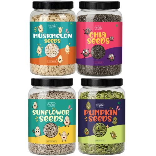 Image of LILA DRY FRUITS Seeds Combo Pack Chia Pumpkin Sunflower Muskmelon Seed 100 g each